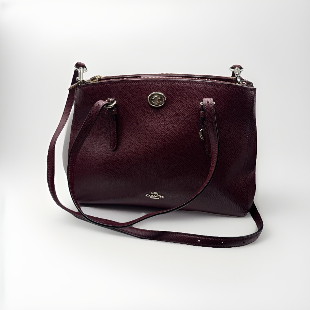 Coach Turlock Burgundy Crosby Carryall Two Arm‎ Handles & Adj Crossbody Strap
